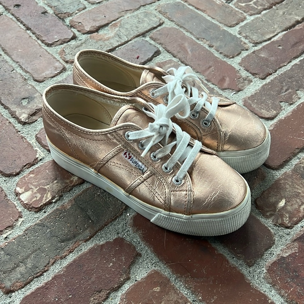 Superga Rise Gold Platform Sneakers